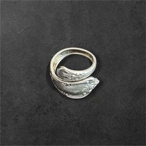 Vintage Silver Spoon Ring Size 7 Adjustable | Floral Wm A Rogers